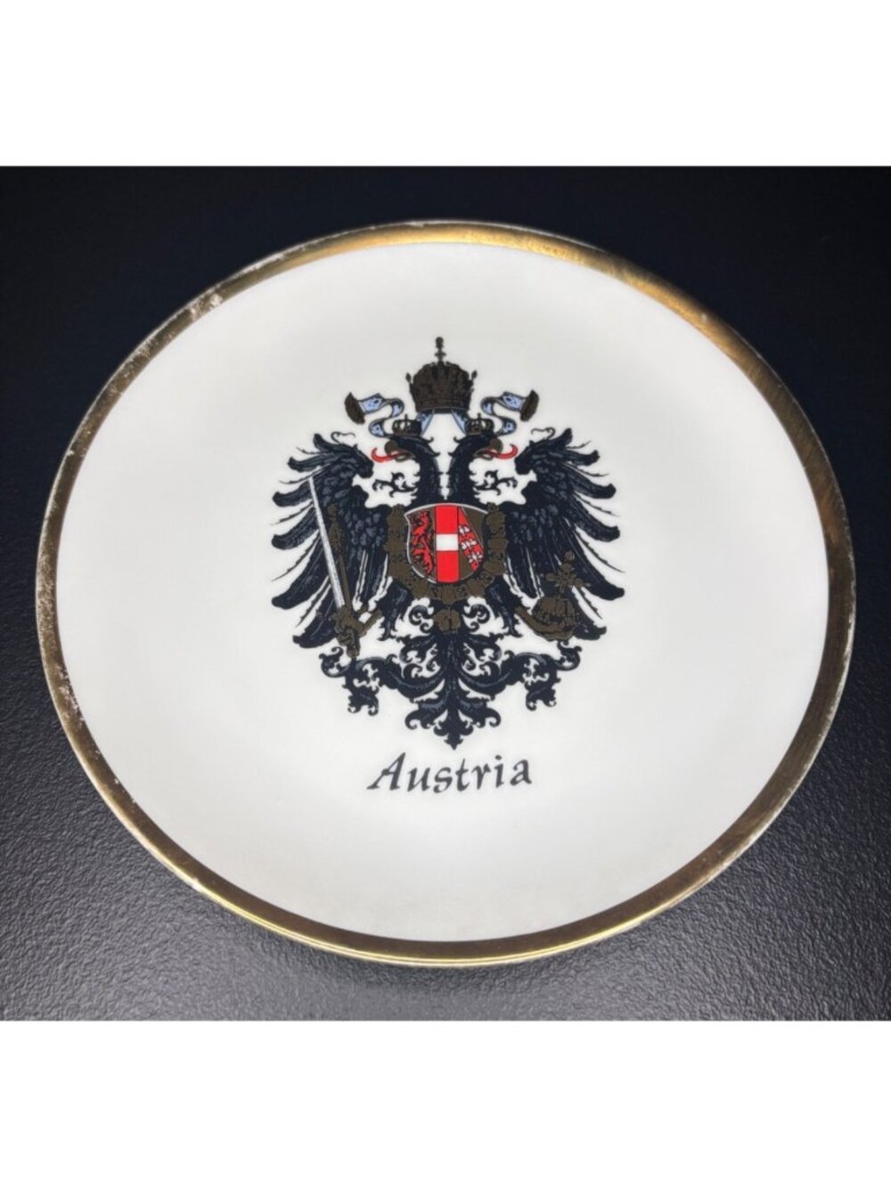 Austria Empire Coat Of Arms Collector Plate Eagle Imperial Crown Sword Vintage